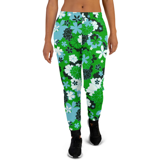 Green Japanese Flower Women's Joggers