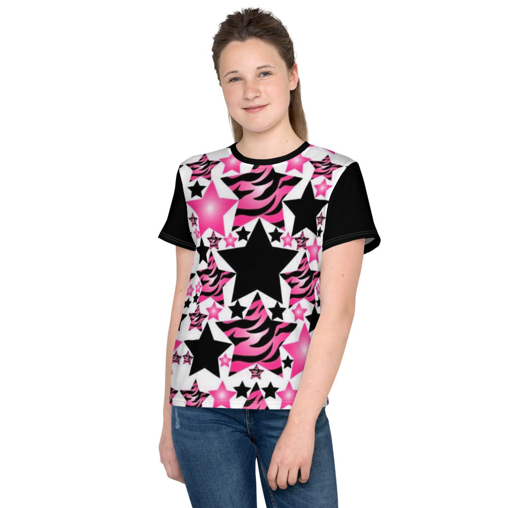 Pink, White & Black Stars & Stripes T-shirt