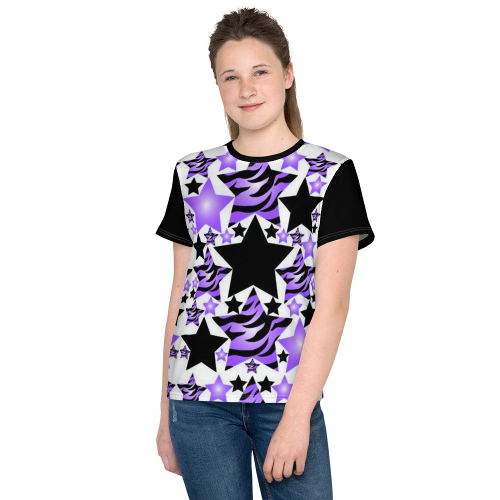 Purple, White & Black Stars & Stripes T-shirt