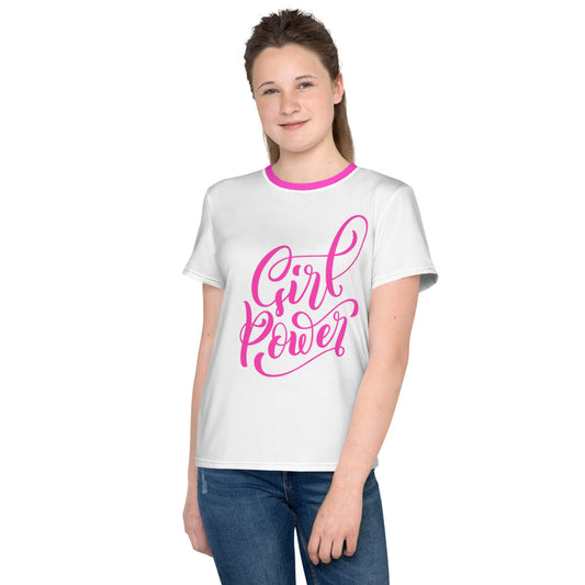 White & White Girl Power Kids T-shirt