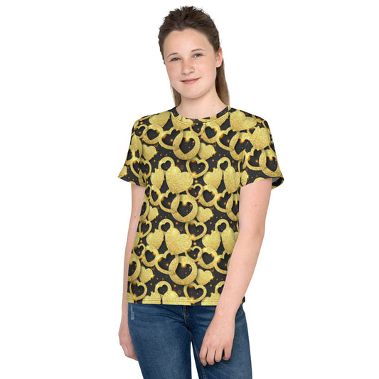 Lovely Gold & Black Hearts T-shirt