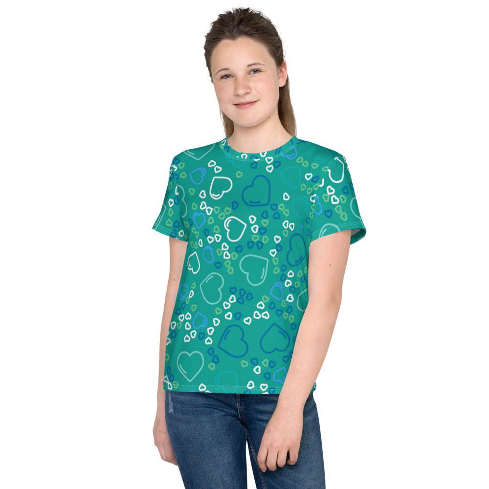 Teal Hearts Kid's T-shirt