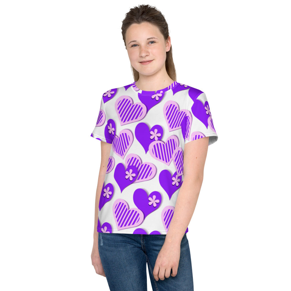 Cute Purple Hearts Kid's T-shirt