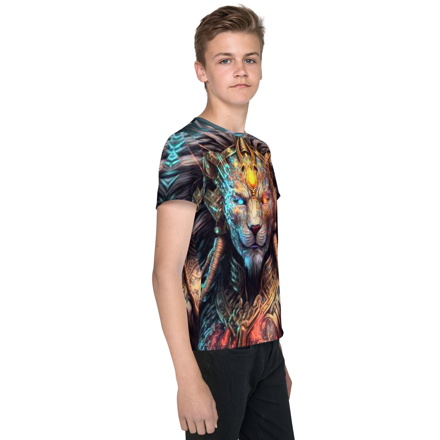 Cyborg Lion Kids crew neck t-shirt