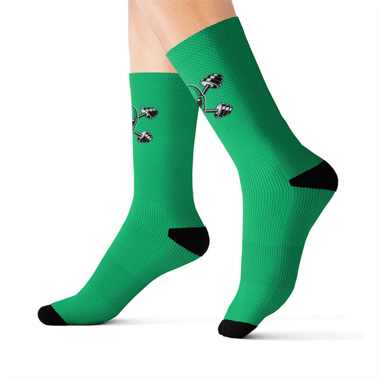 Teal Alien Gym Crew Socks