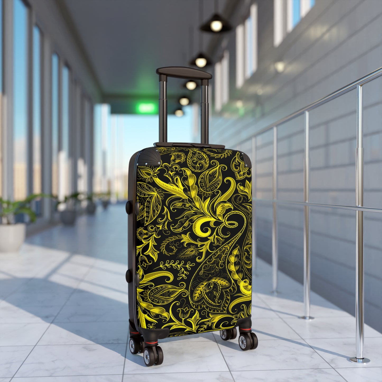 Cute Flower Black & Yellow Cabin Suitcase