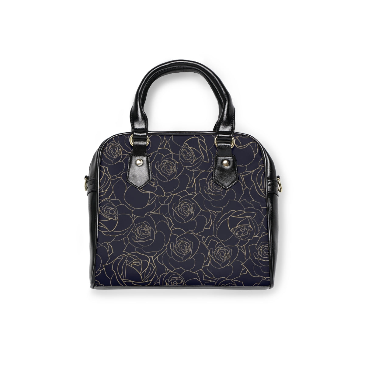 Black & Gold Roses Shoulder Handbag