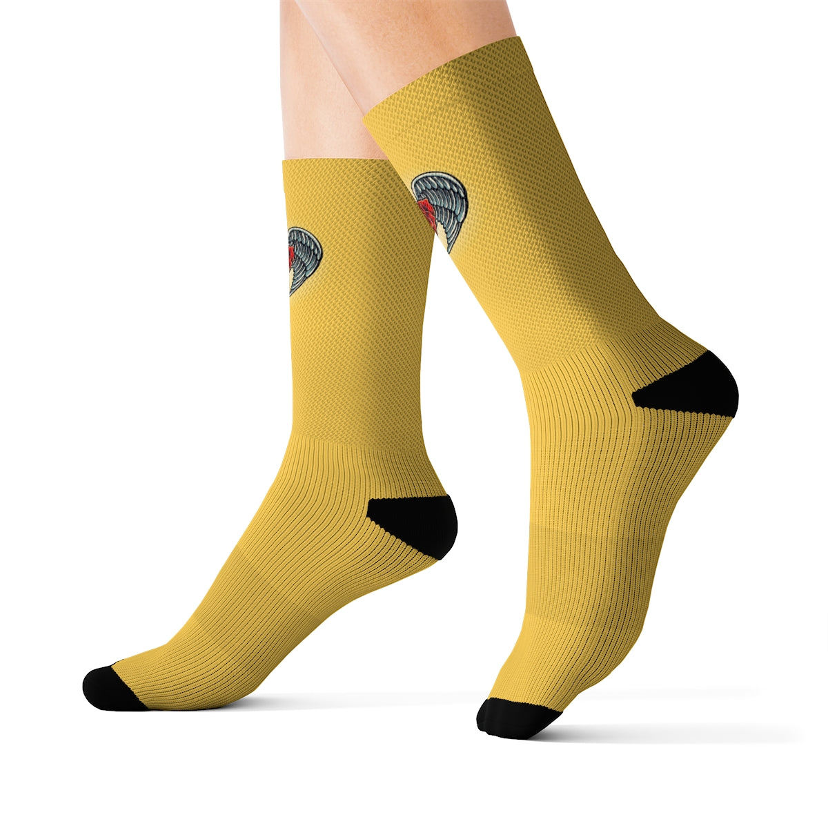 Yellow Angel Roses Crew Socks