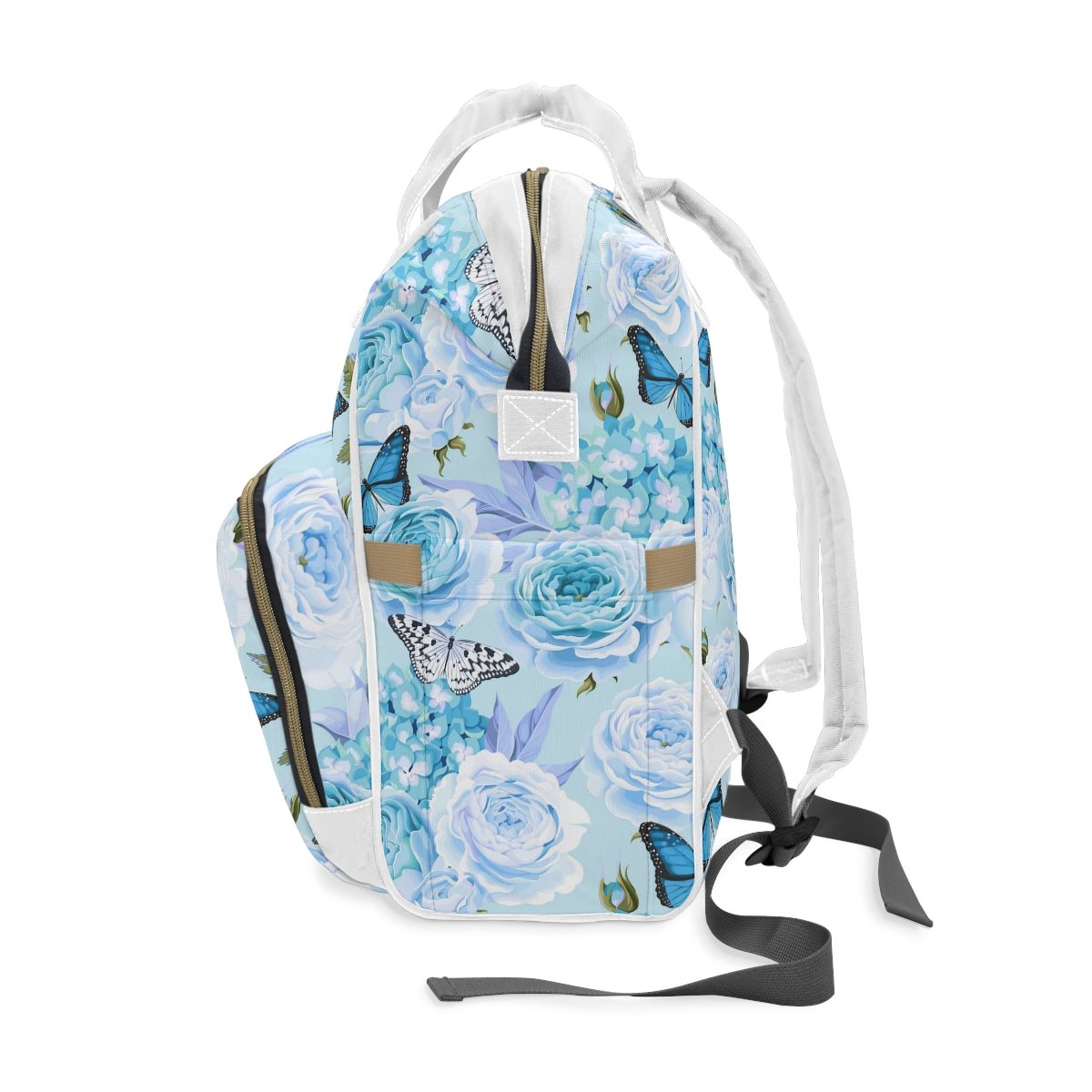 Beautiful Roses With Hydrangea & Butterflies Multifunctional Backpack