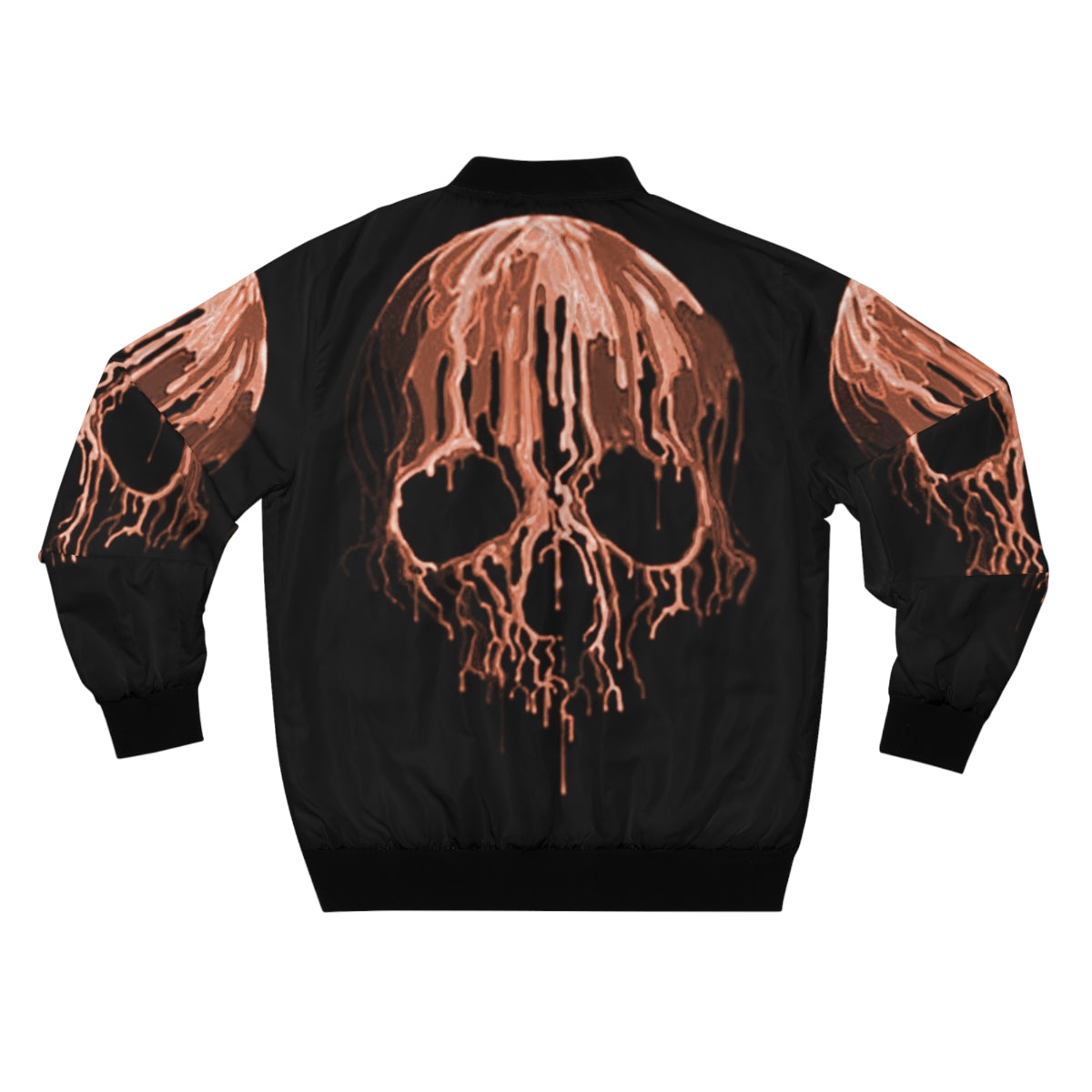 Orange Drippy Skull Bomber Jacket