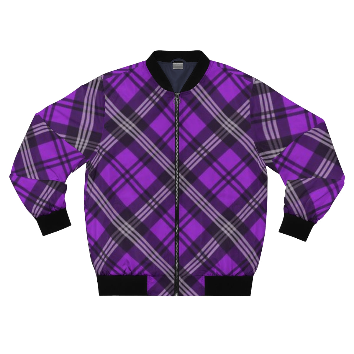 Purple Plaid Bomber Jacket