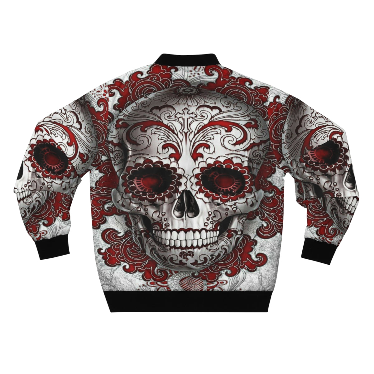 Red Sugar Skull Bomber Jacket