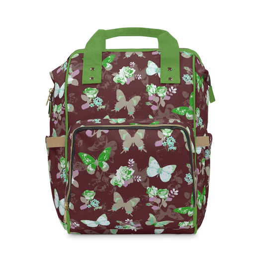 Green & White Butterflies Multifunctional Backpack