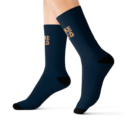 Navy Blue & Orange Smoke Weed Stoners Only Crew Socks