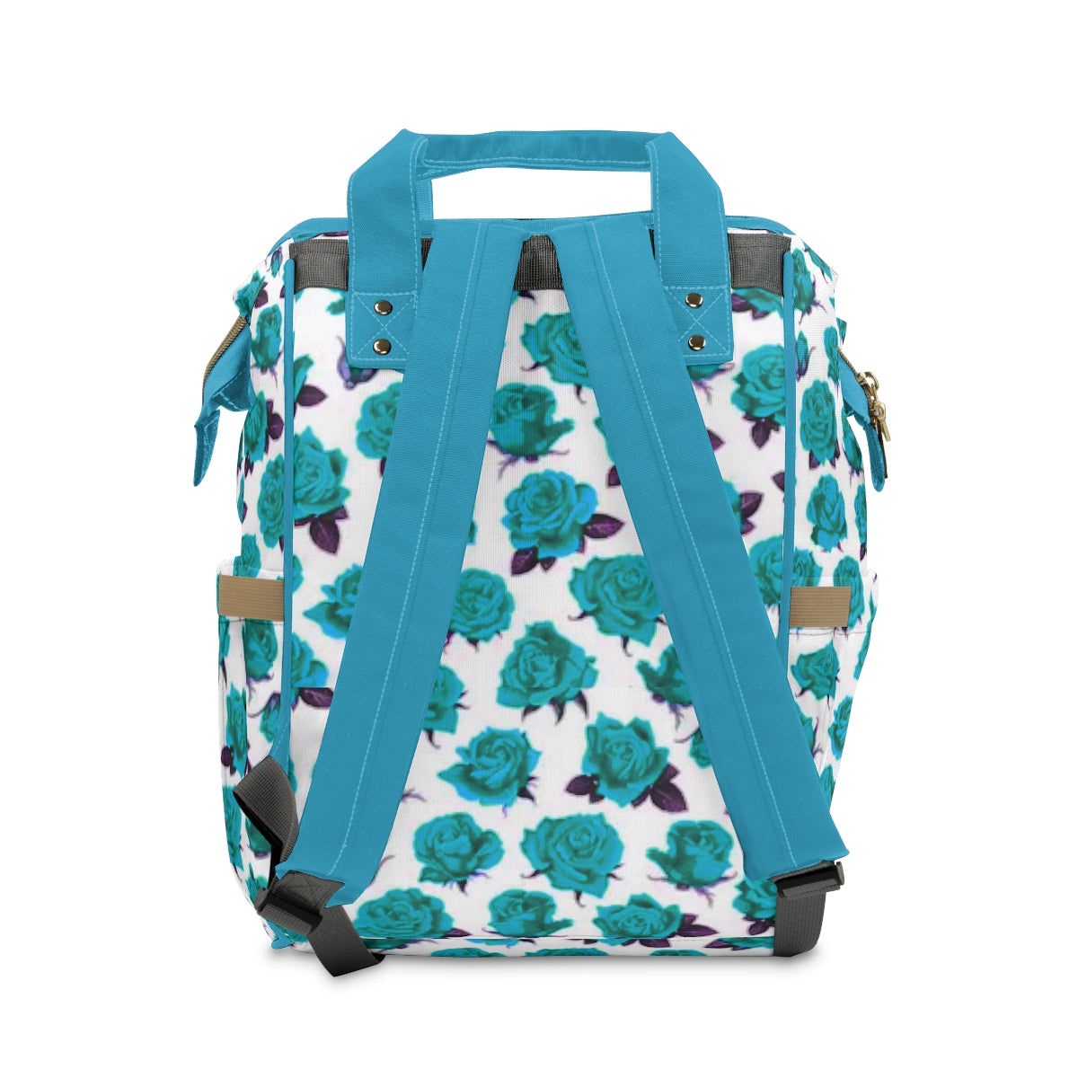 Teal Roses Multifunctional Backpack