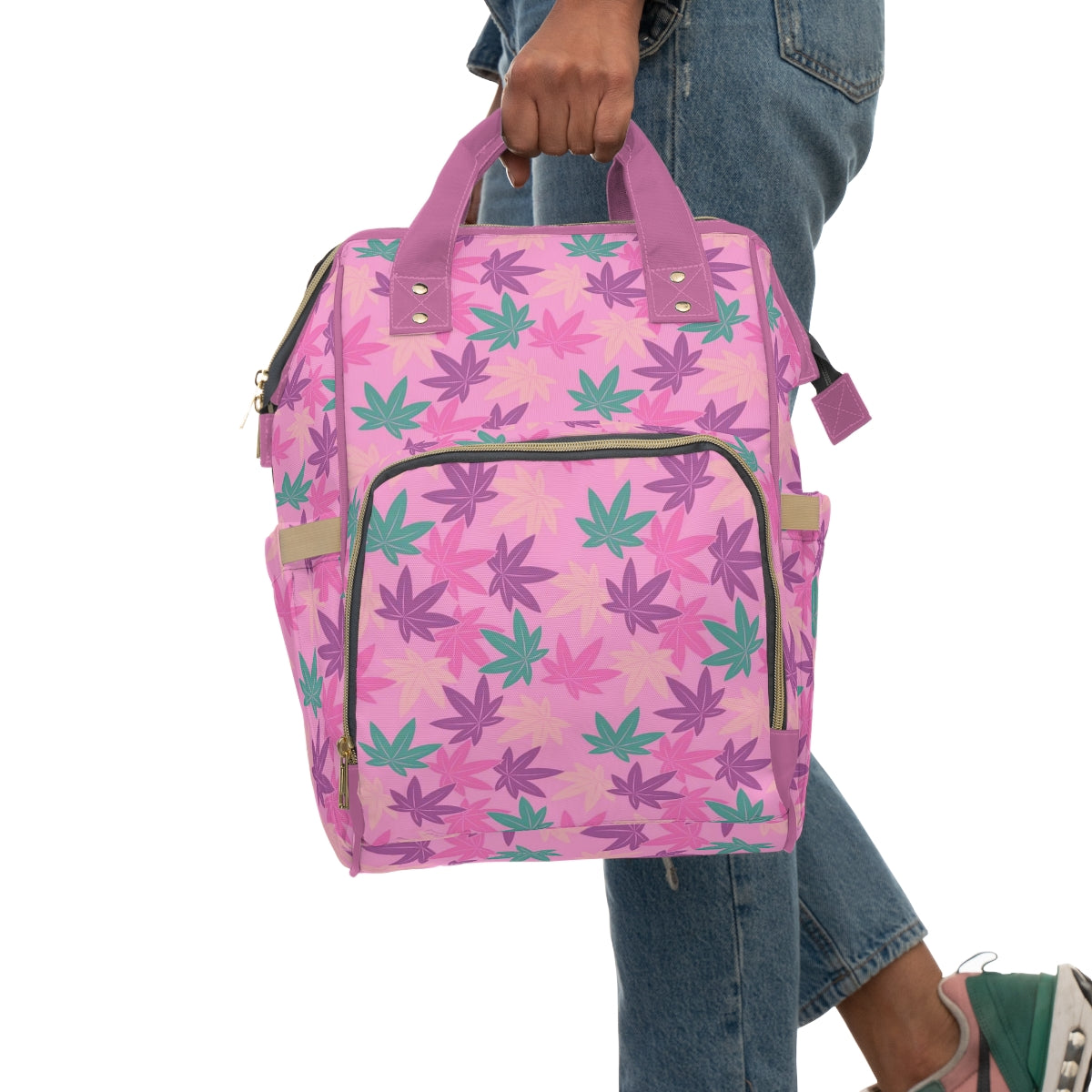 Colorful Pot Leaves Multifunctional Backpack