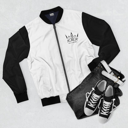 Krown Me King Men's White & Black Bomber Jacket