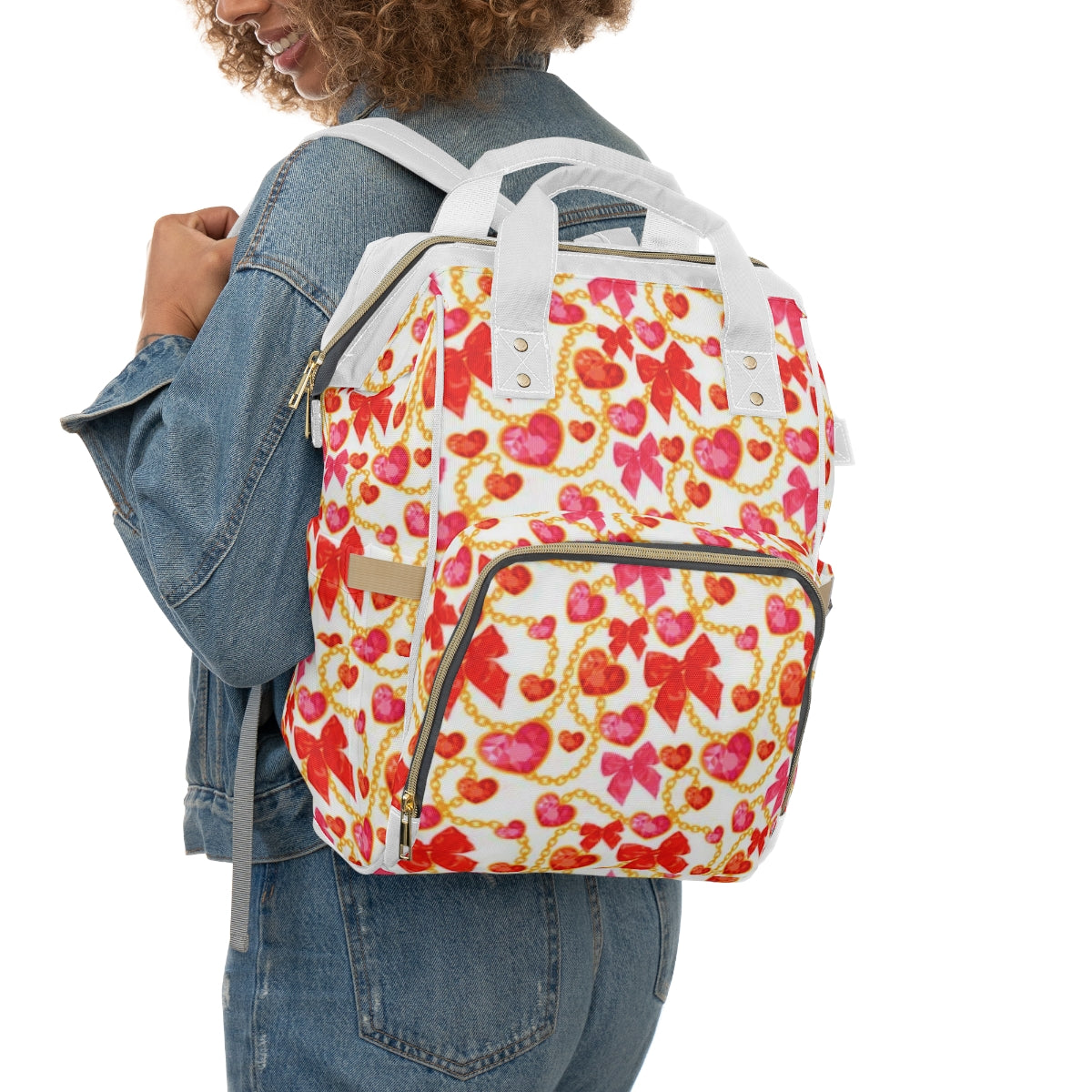 Red Hearts & Bowes Multifunctional Backpack