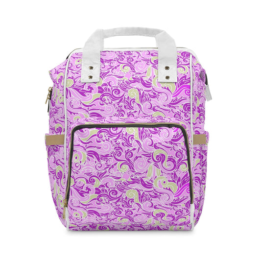 Purple & Green Swirls Multifunctional Backpack