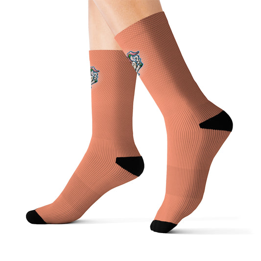 Peach & Pink Stoners Only Rabbit Crew Socks