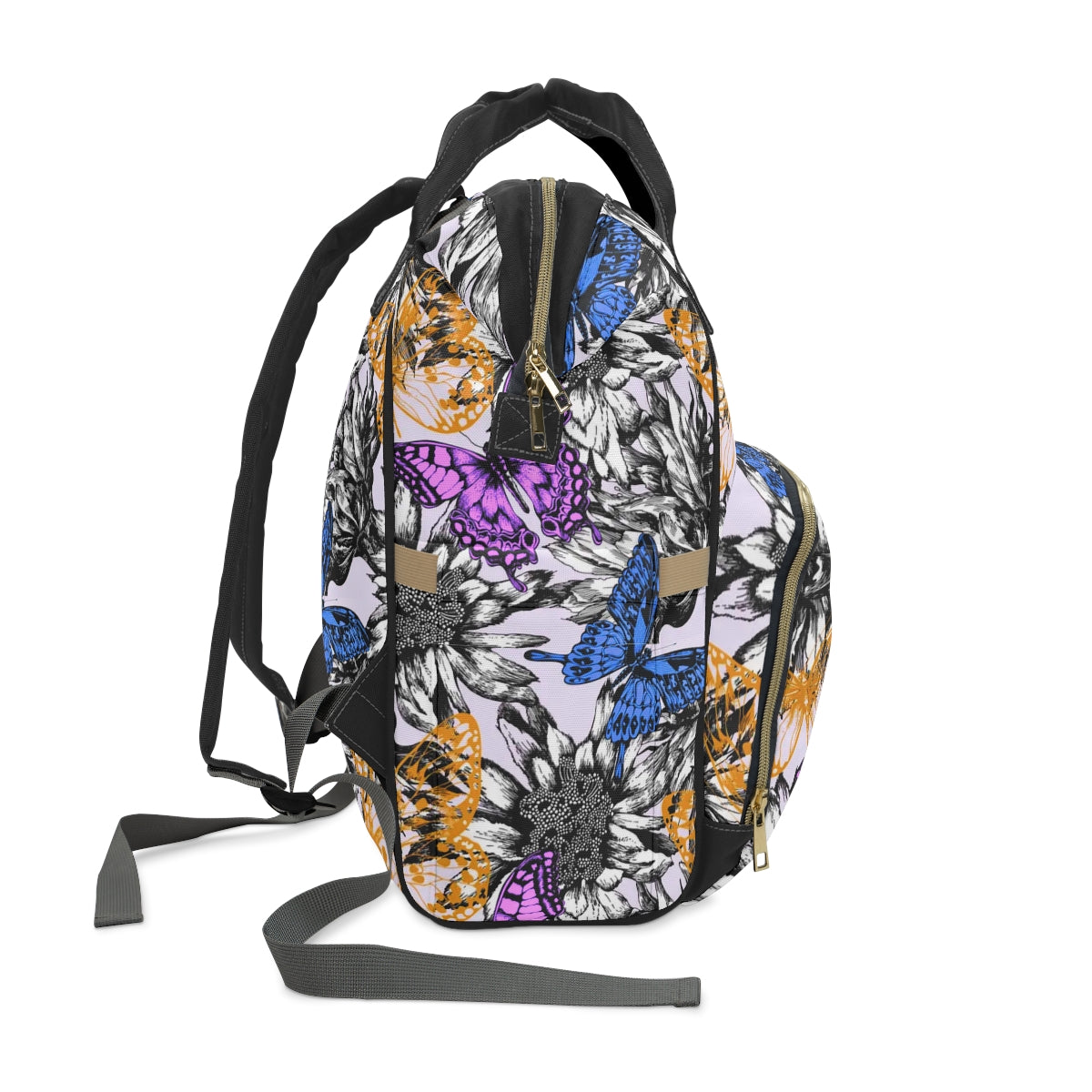 Blooming Roses & Colorful Butterflies Multifunctional Backpack