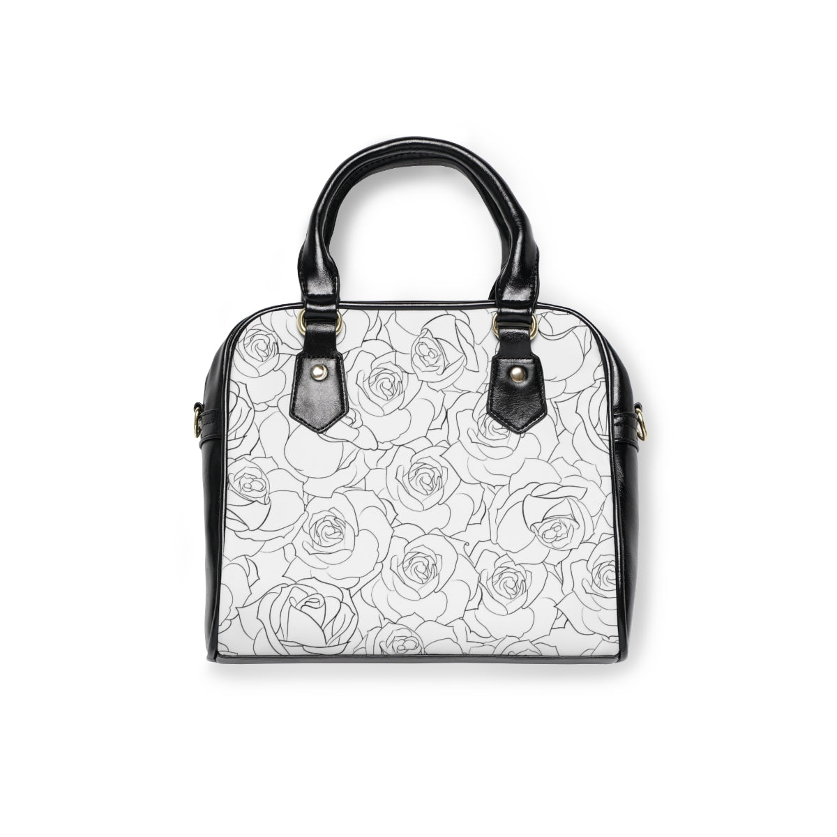 White & Black Roses Shoulder Handbag