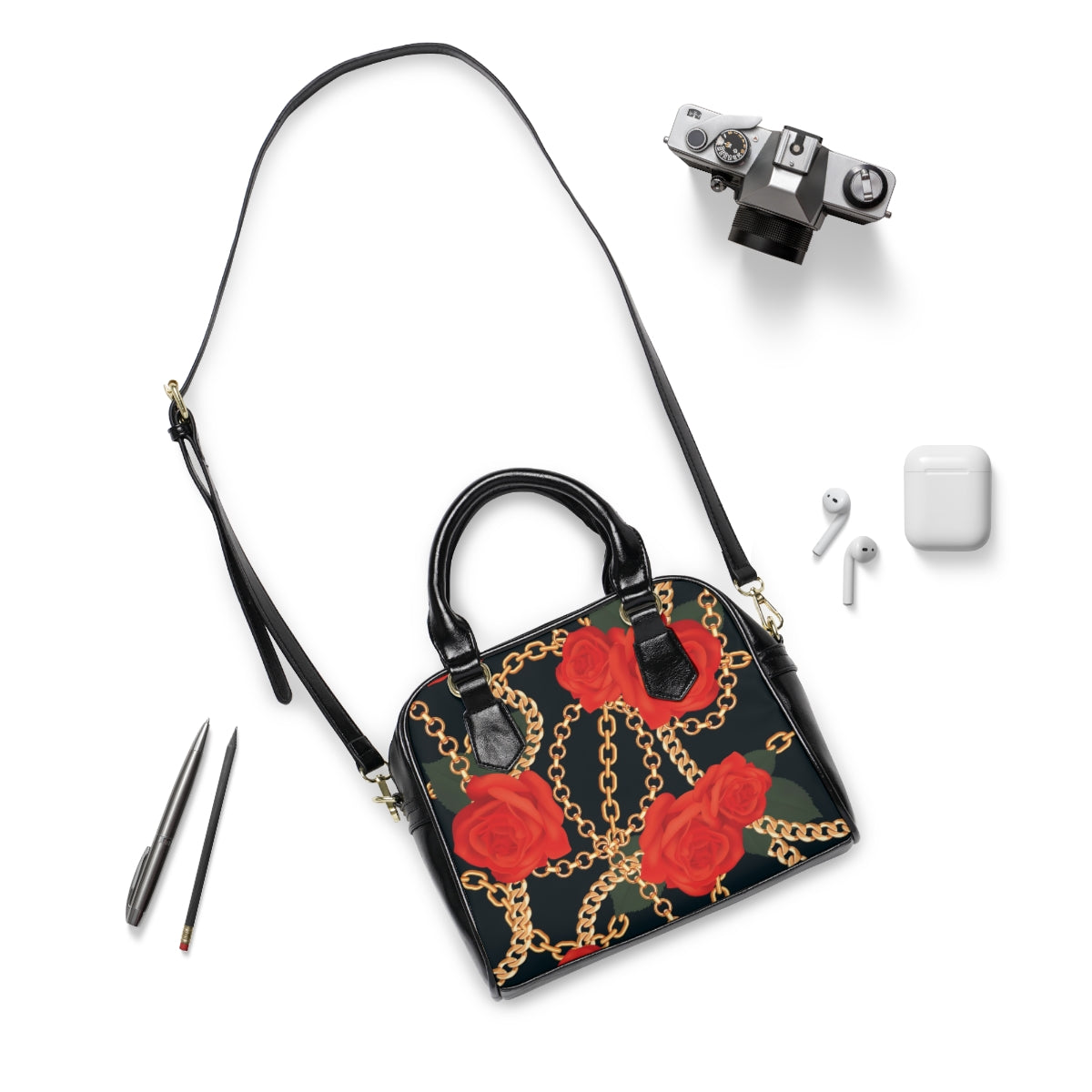 Chains & Roses Shoulder Handbag