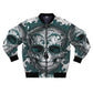 Teal Sugar Skull Bomber Jacket