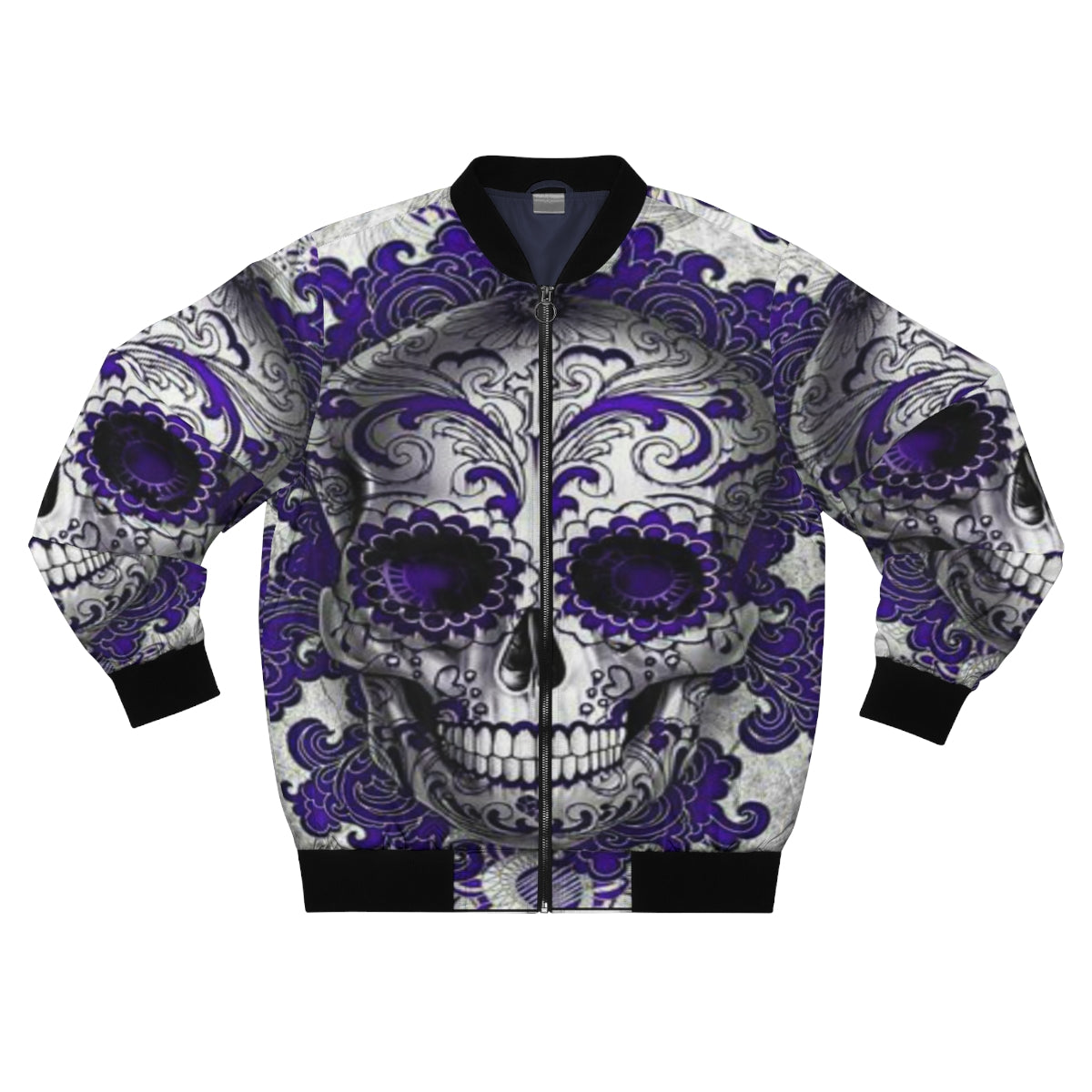 Purple Sugar Skull Bomber Jacket