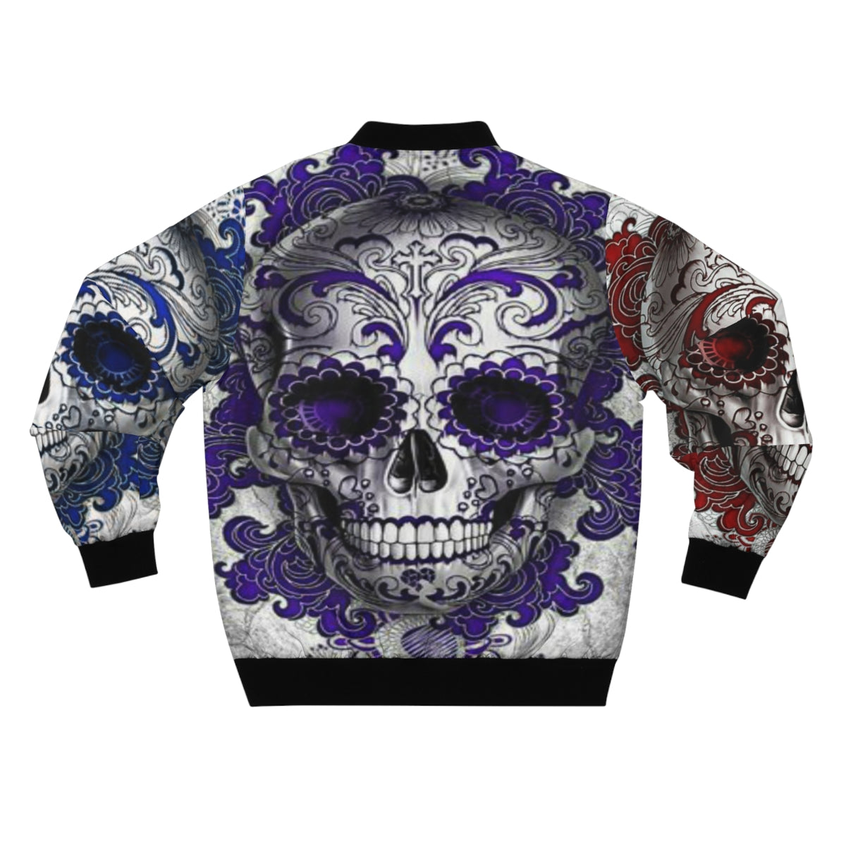 Purple, Red, & Blue Sugar Skull Bomber Jacket