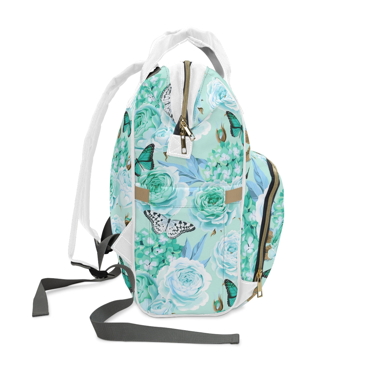 Beautiful Roses With Hydrangea & Butterflies Multifunctional Backpack