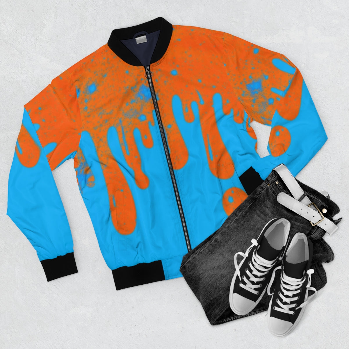 Drippy Orange & Blue Bomber Jacket