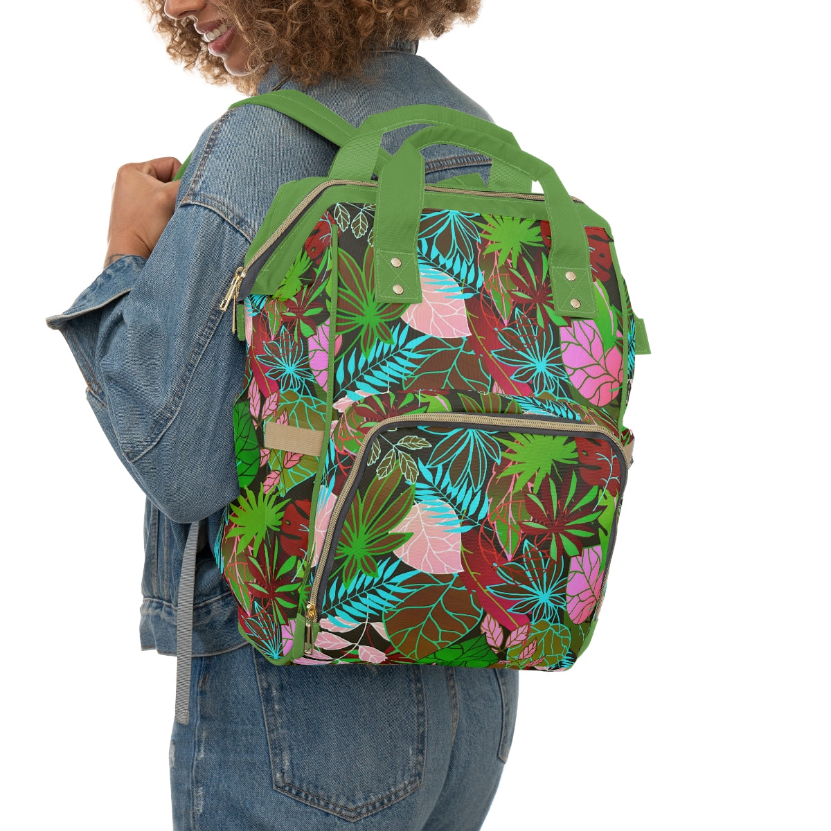 Neon Leaves Multifunctional Backpack