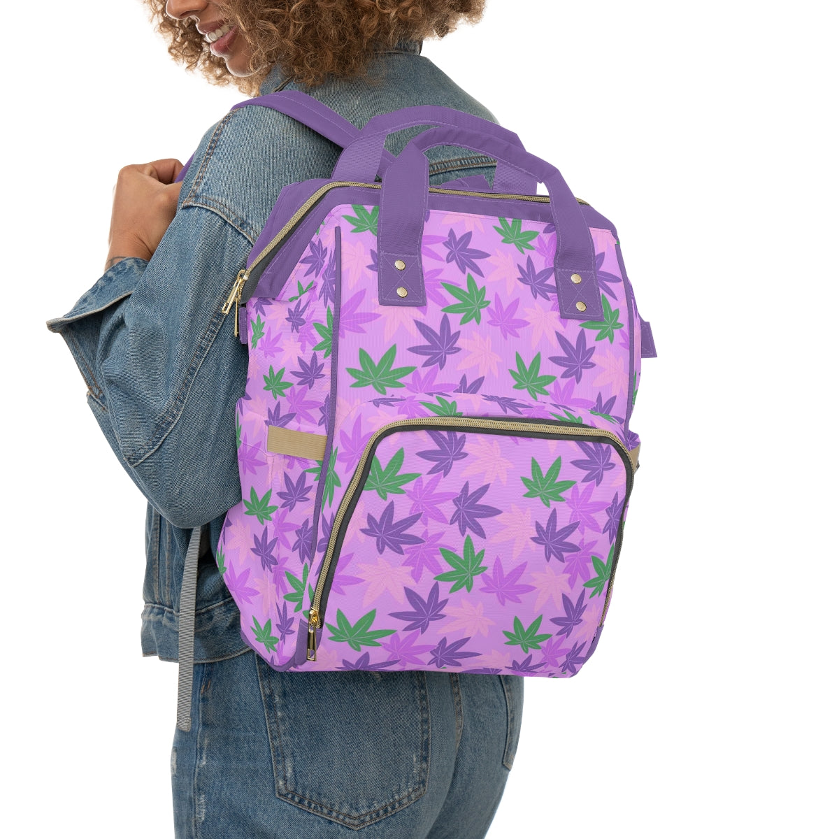 Colorful Pot Leaves Multifunctional Backpack