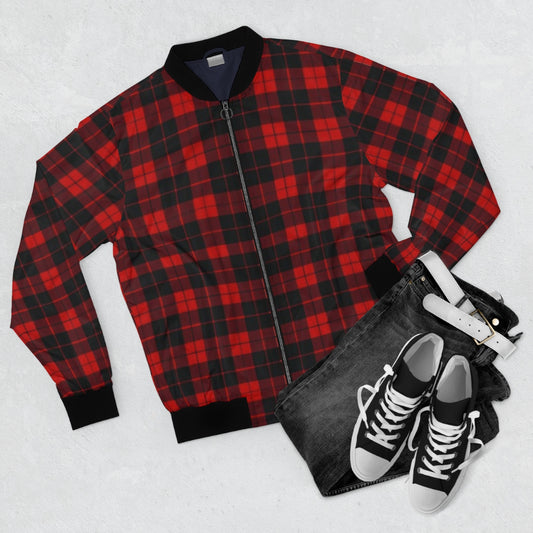 Red Plaid Bomber Jacket