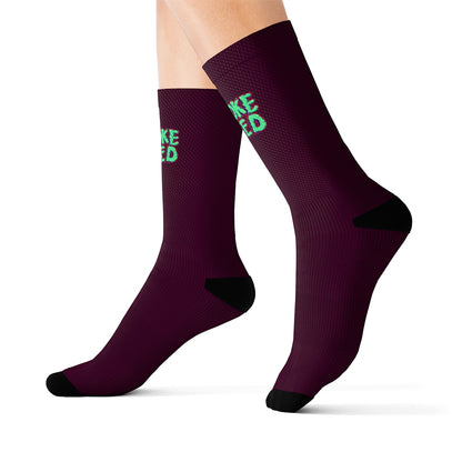 Maroon & Teal Smoke Weed Stoners Only Crew Socks