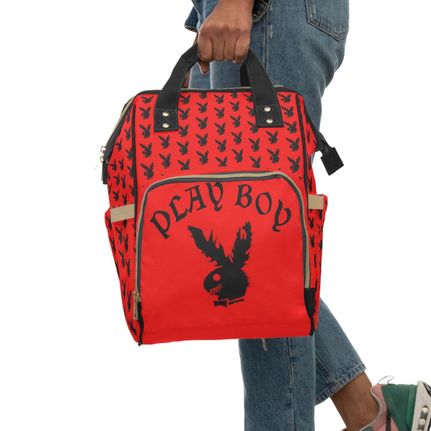 Play Boy Red & Black Multifunctional Backpack