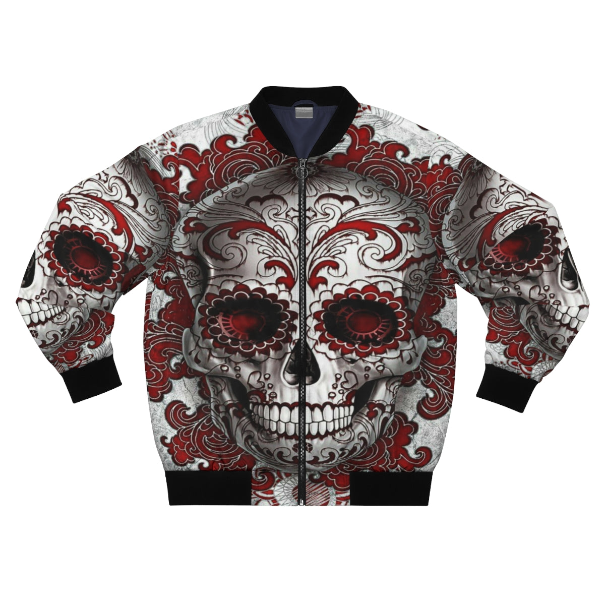 Red Sugar Skull Bomber Jacket