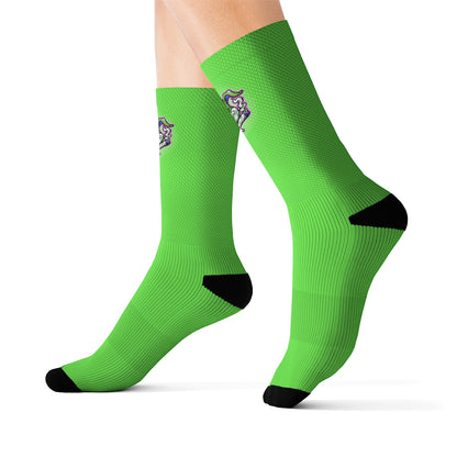 Lime Green & Dark Green Stoners Only Rabbit Crew Socks