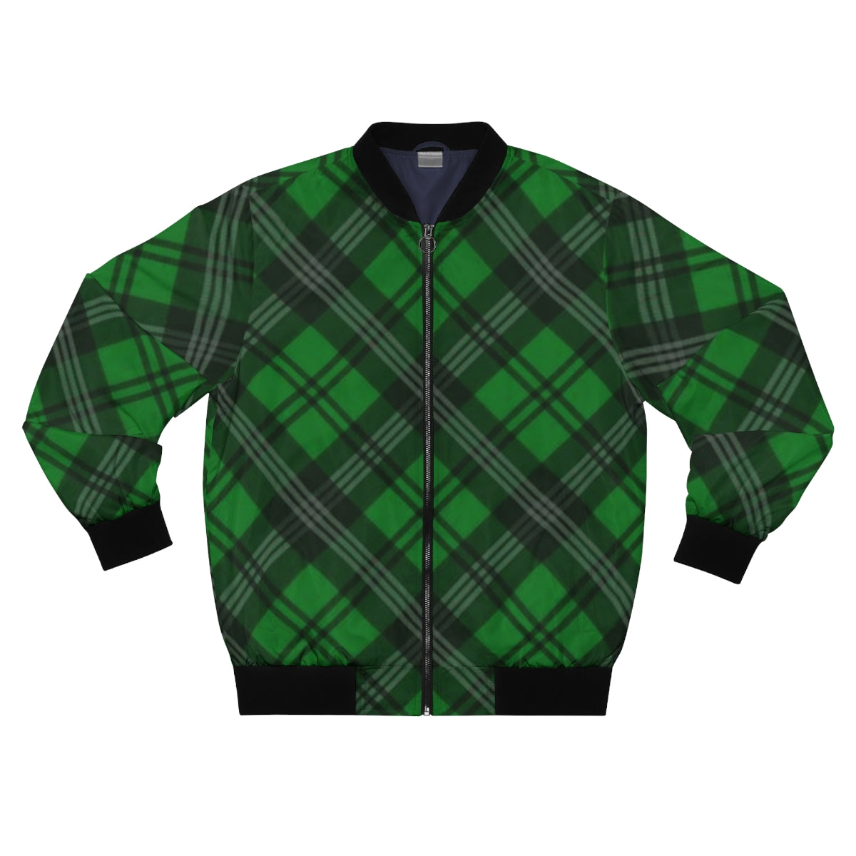 Green Plaid Bomber Jacket