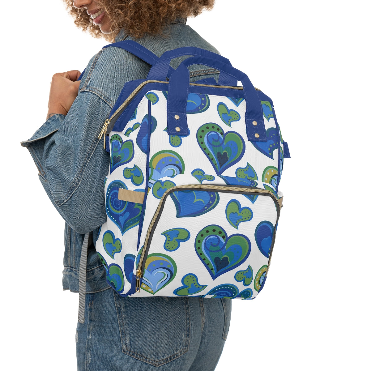 Colorful Doodle Hearts Multifunctional Backpack