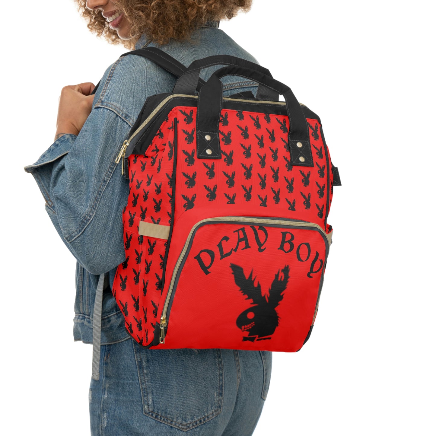 Play Boy Red & Black Multifunctional Backpack