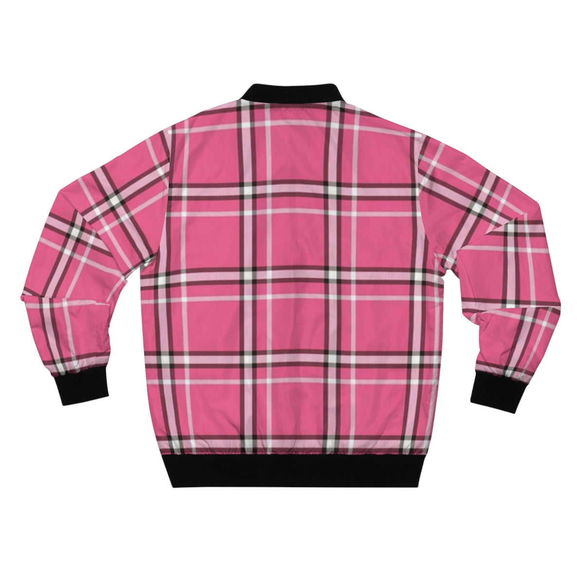 Pink & Black Plaid Bomber Jacket