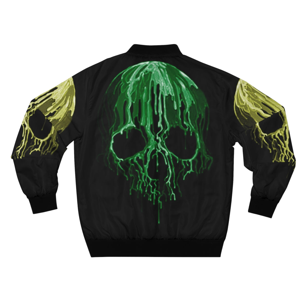 Green & Yellow Drippy Skull Bomber Jacket