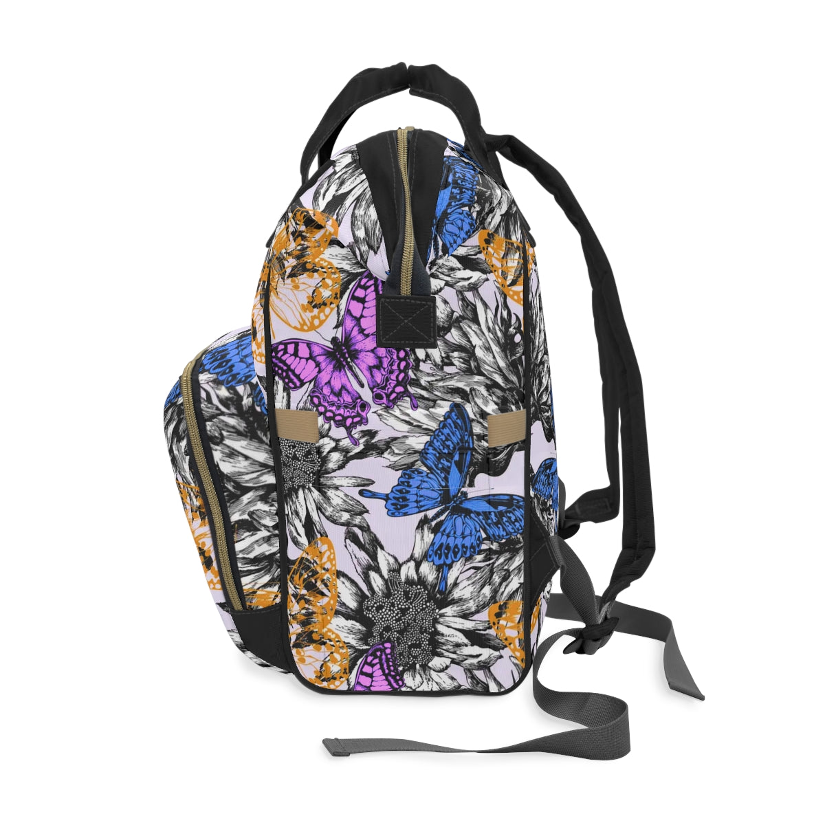 Blooming Roses & Colorful Butterflies Multifunctional Backpack