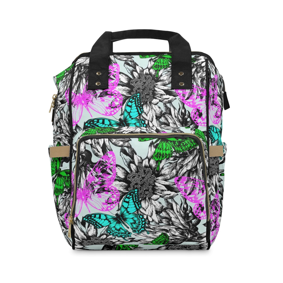 Blooming Roses & Colorful Butterflies Multifunctional Backpack